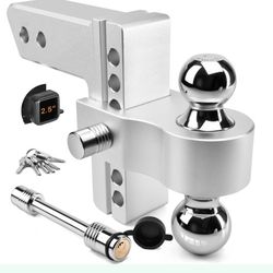 Adjustable Trailer Hitch - Tlvuvmo Aluminum Drop Hitch (Fits 2.5'' Receiver), 6 Inch Drop/Rise, 18,500 LBS GTW Heavy Duty Truck Hitch, (2'' & 2-5/16''