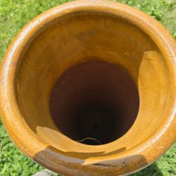 Terracotta Floor Vase with Wrought Iron Stand