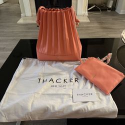 Thacker Lydia Leather Accordion Bucket Bag & Pouch MSRP $348 New 