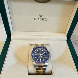 Blusey Rolex Submariner Blue Dial Two-Tone Gold and Steel Oyster Bracelet