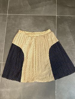 Polka-Dot Color-Block A-Line Skirt