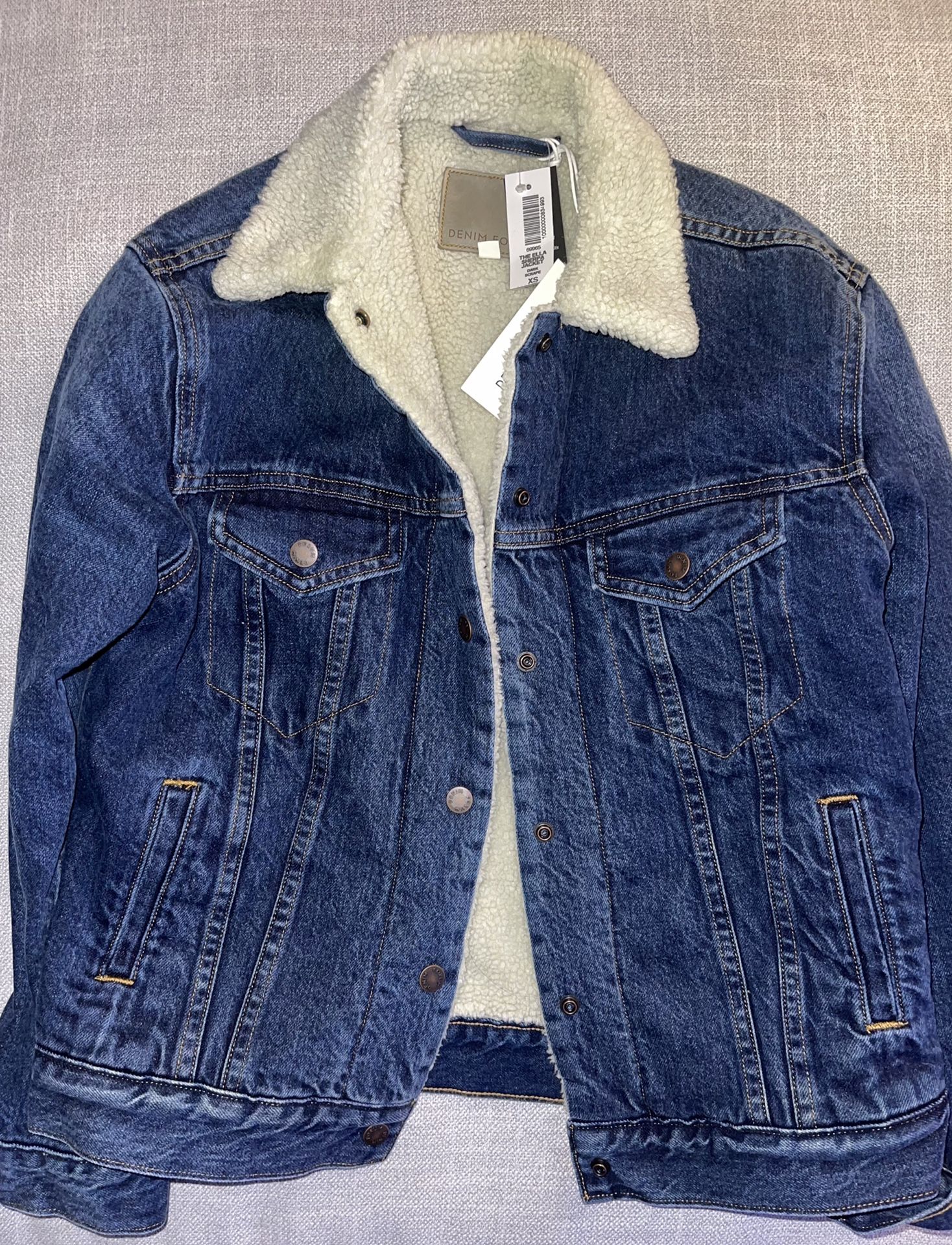  Womens Denim Forum Jackets & Coats | Aritzia Denim Forum Ella Sherpa Denim Jacket | Color: Blue/Cream | Size: XS