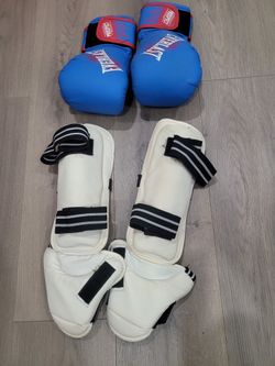 Shin Pads And Boxing Gloves $15 For The Boxing Gloves $25 For The Black Shin Pads $15