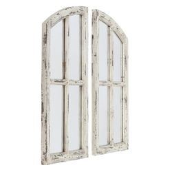 Jolene Arch Window Pane Mirrors Off-White 27" x 15" (Set of 2) by Aspire Off-White - 27" x 15"