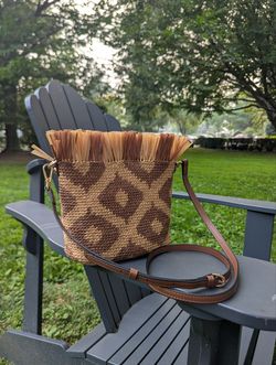 Crocheted Straw Bag with Fringe