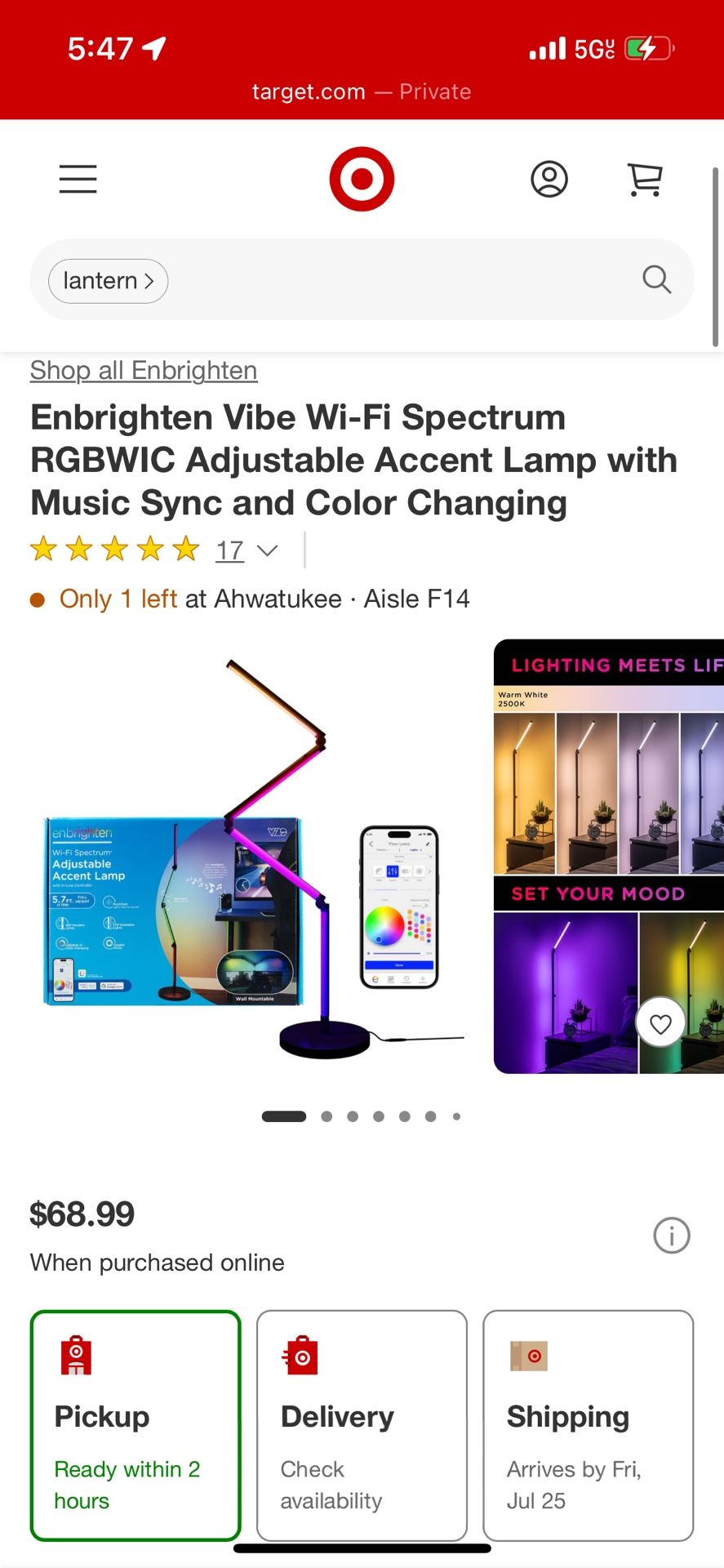 Enbrighten Color Changing Lamp - Like New!