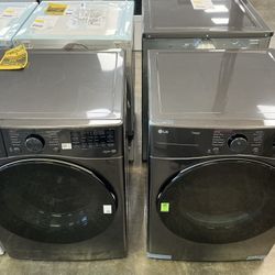 LG 4.5 cu. ft. Front Load Washer w/ AI Direct Drive 7.4 cu. ft. Electric Dryer w/ Sensor Dry