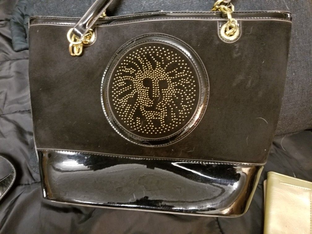 Patent And Suede Hand Bag 