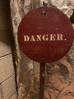DANGER Antique free standing metal sign