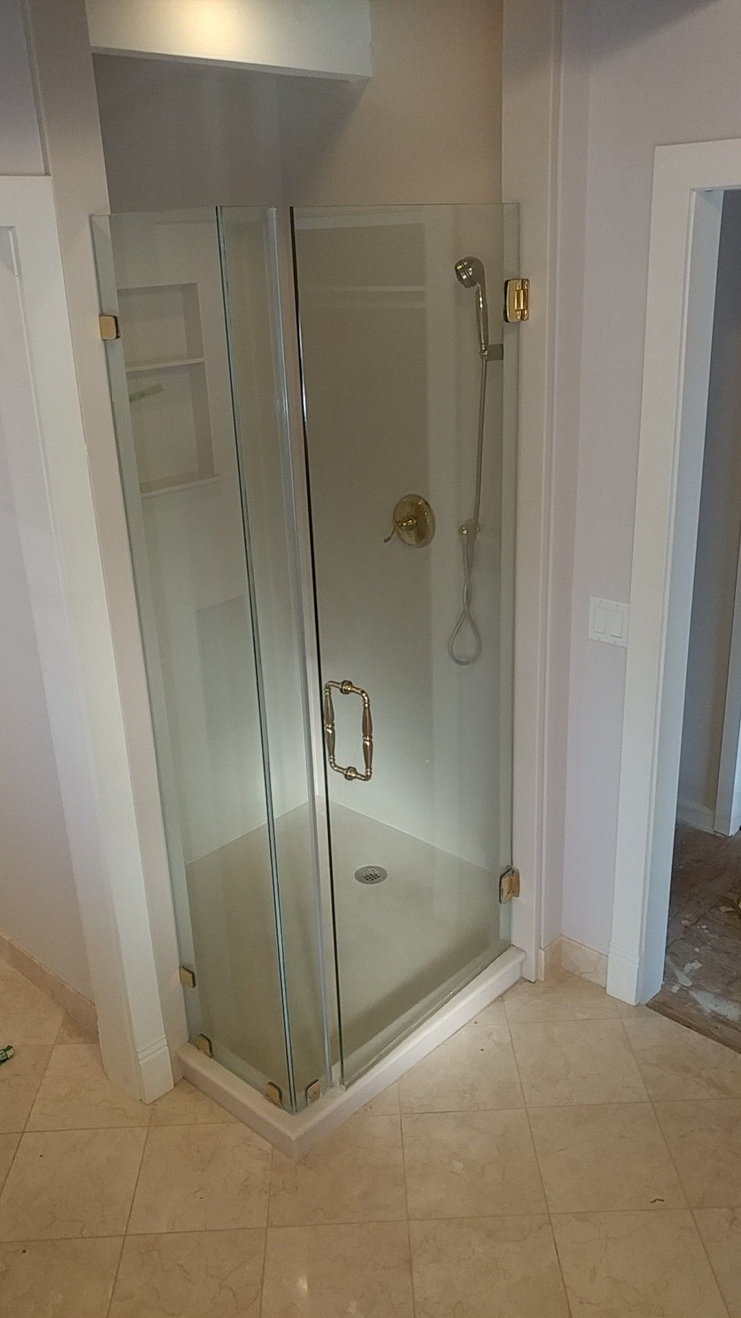 Glass shower door & side glass panels