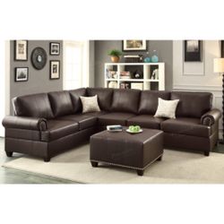 Brown Sectional Sofa - Ottoman Sold Separately 