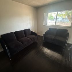 Sofa Loveseat Black Velvet