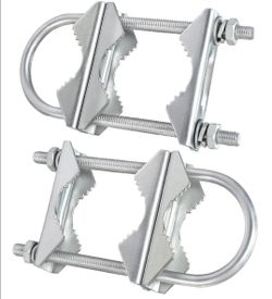 Double Antenna Mast Clamp V Jaw Block with U Bolts, Heavy Duty Mast to Mast Mount Bracket Kit for Outdoor Antenna 2 Sets