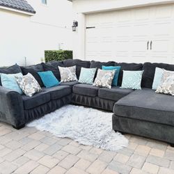 Gray Family Size Sectional Sofa 