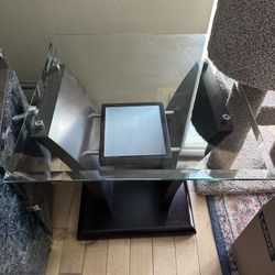 Glass Top Wooden End Table