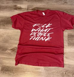 Red “F*ck What People Think” Graphic Streetwear Tee Size L 