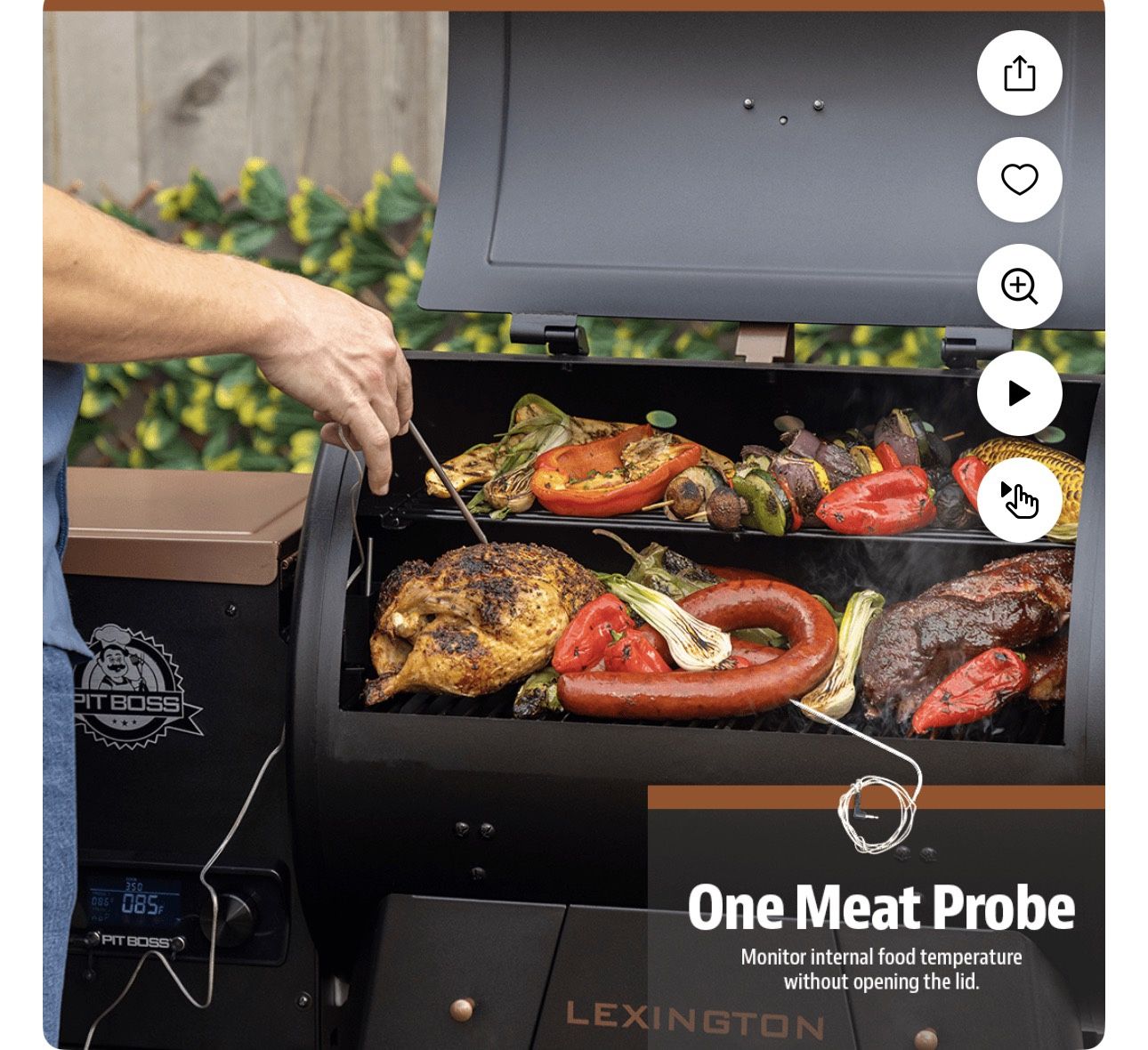 Pit Boss Ahumador de Pellets, Parrilla de Pellets de Madera de 500 Pulgadas Cuadradas Lexington, Serie Onyx