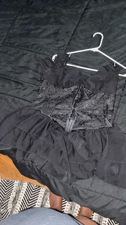 Black Corset Lace Bodice Mini Dress