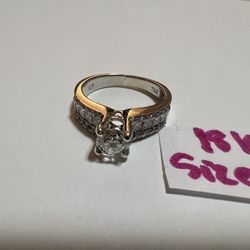 18K Solid White Gold Diamonds Wedding Ring Size 5