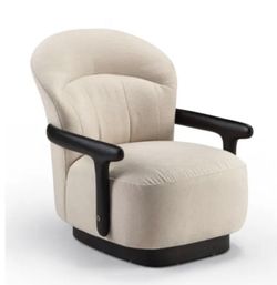 Modern Fusion Melt Accent Chair Cream Bouclé with Black Wood Arms