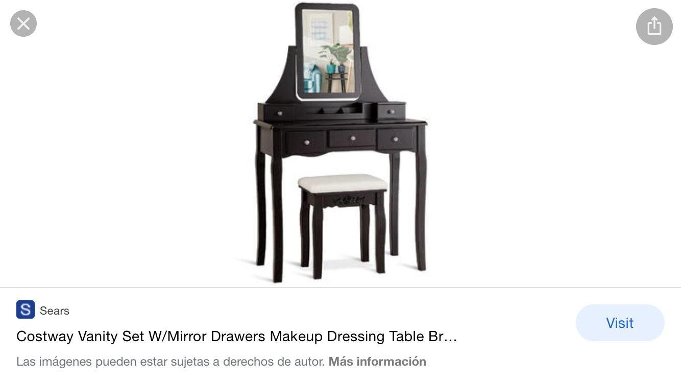 Vanity Set Of Mirror Drawers Storage Box Makeup-Brown