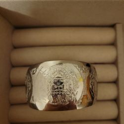 Peruvian Etched Cuff Silver Tone Bracelet