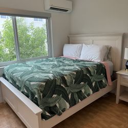 Queen Bed, Mattress, 2 Nightstands 