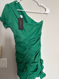 New Trendyol Green Ruched Mini Dress