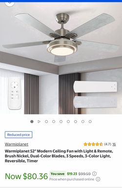 52 inch Ceiling Fan- Brushed Nickel/Silver
