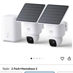 eufy Security SoloCam E30, 2-Cam Pack Kit, Security Cameras Wireless Outdoor, Solar Camera Outdoor Wireless, 360° Pan, AI Tracking, 2K Clarity, No Mon