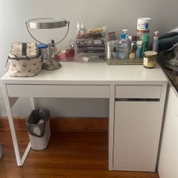 White IKEA Desk With Mirror 
