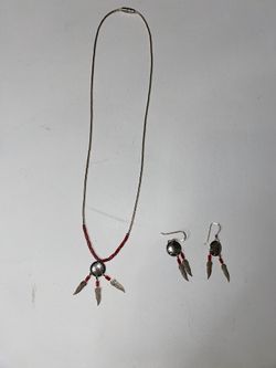 Feather Necklace And Earrings