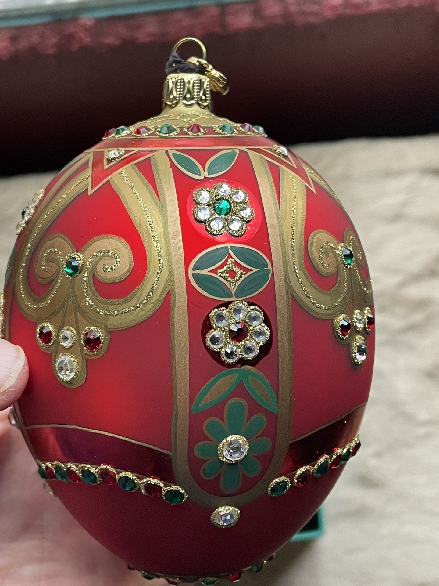 Reed and Barton ornament. Mouth blown, glittering Swarovski crystal masterpiece.