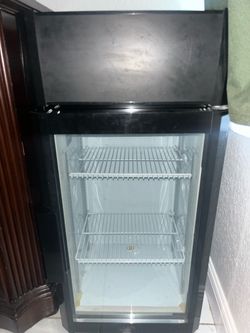 Mini fridge with LED lit door