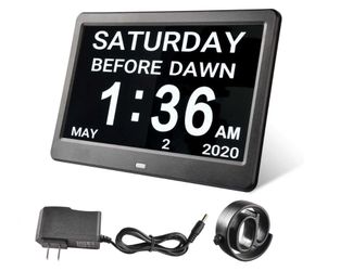 Black 10 Inch Digital Alarm Clock For Elderly Seniors Memory Loss & Video Player - Health Home Business Equipment - Father's Day Sale