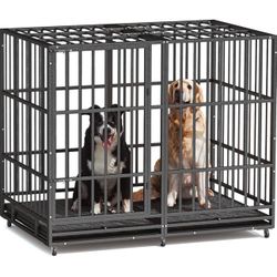 54” Inch Heavy Duty Indestructible Dog Crate Steel Escape Proof