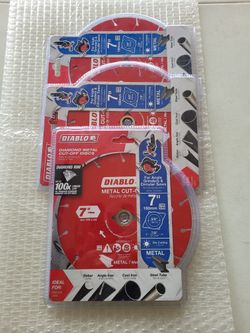 3 Diablo 7" Diamond Metal Cut-off Disc's $70 Firm