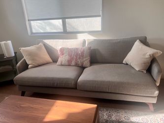 Gray Mid-Century Modern Sofa with Chair