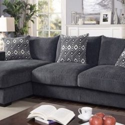 Grey Chenille Sectional Brand New In Box