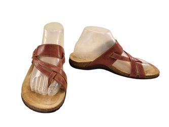 TAOS PERFECT PRF14050 RED LEATHER THONG SANDALS WOMEN SIZE 9 EUC