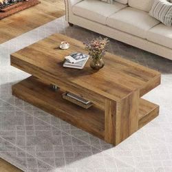 ❤️‍🔥 47-Inch Rectangular Coffee Table with Storage for Living Room, Grey - 23.62" D x 47.24" W x 19.69" H wood $90