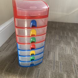 Vintage 2003 Little Tikes 7-Drawer Art Supply Organizer Red Blue Desk Storage