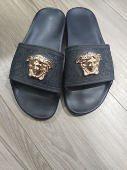 Womens Versace Slides Black/Gold