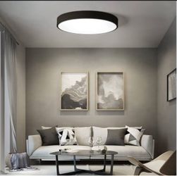 New Modern LED Ceiling Lights Flush Mount 24 Inch Round Flush Mount Light Fixture 48W Black Ceiling