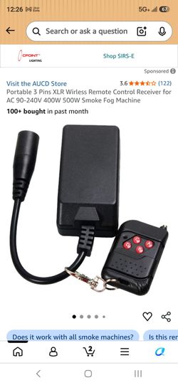 )
Portable 3 Pins XLR Wirless Remote Control Receiver for AC 90-240V 400W 500W Smoke Fog Machine