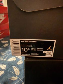 Air Jordan 1 Mid Bred Toe Black Red White Size 10.5 DS Brand New