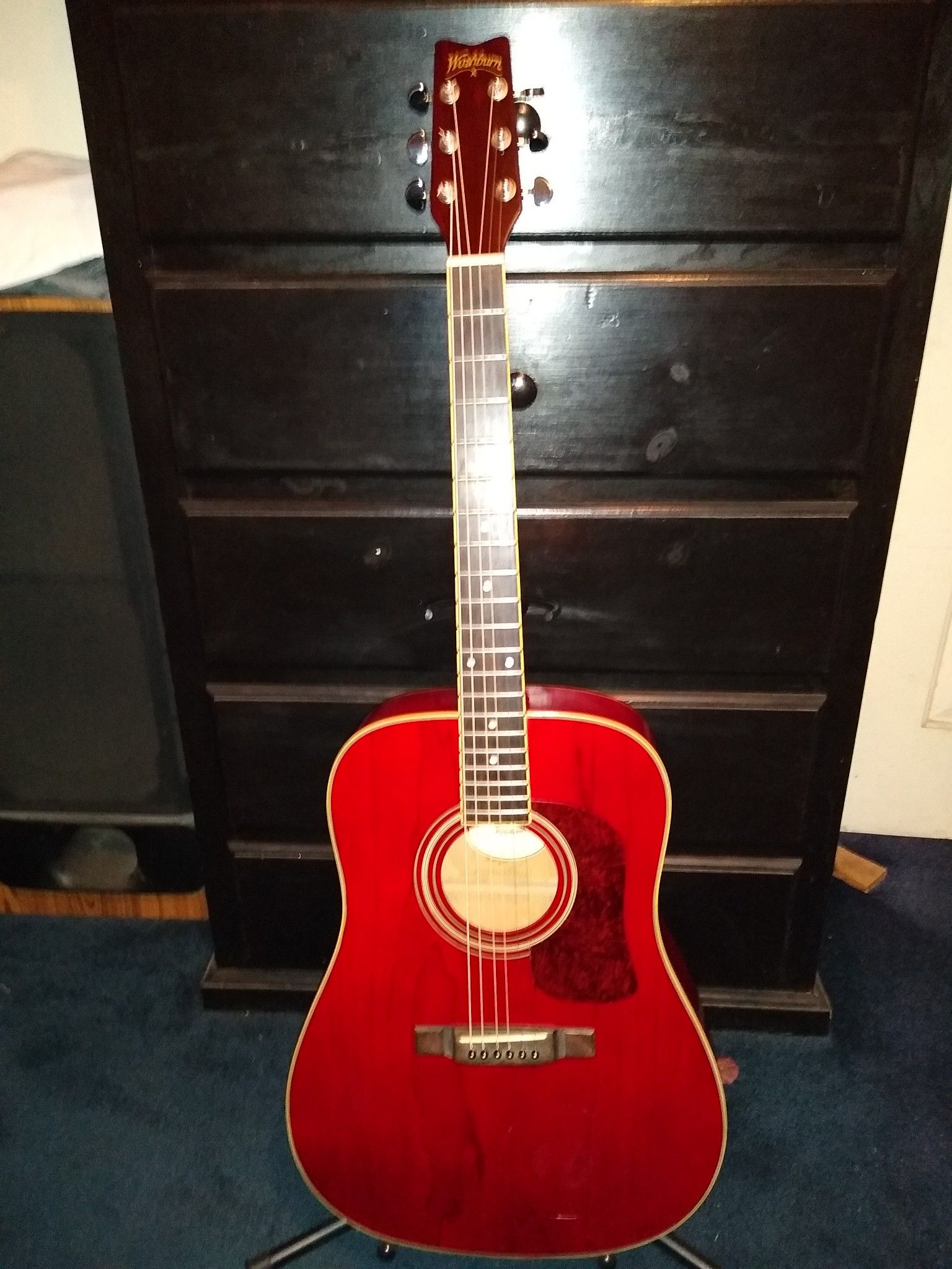 Red washburn acoustic guitar deals