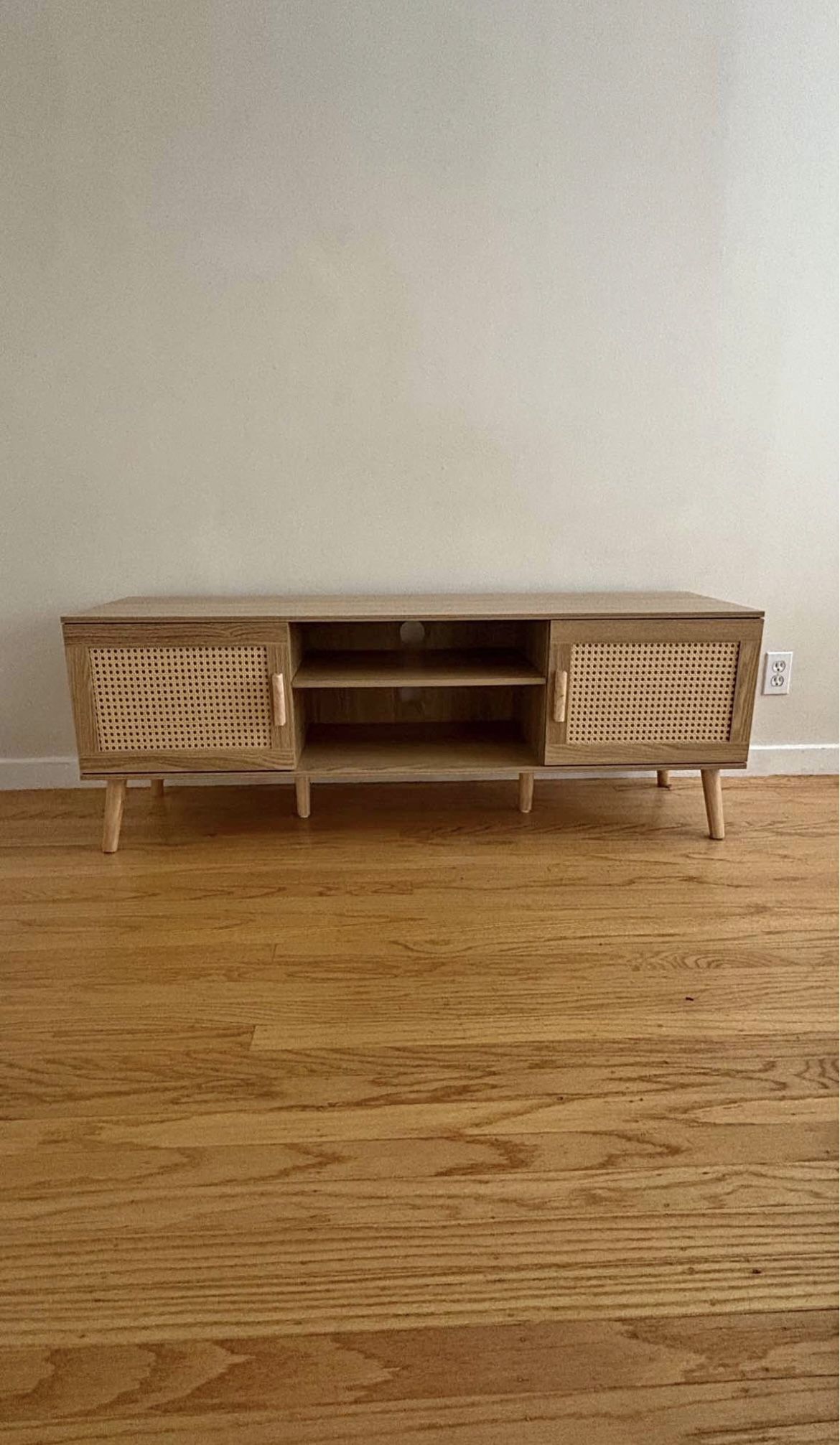 Beige Wooden TV Stand (Delivery Offered And Price Negotiable)