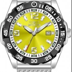 Invicta mint Yellow Dial Silver Watch Mens