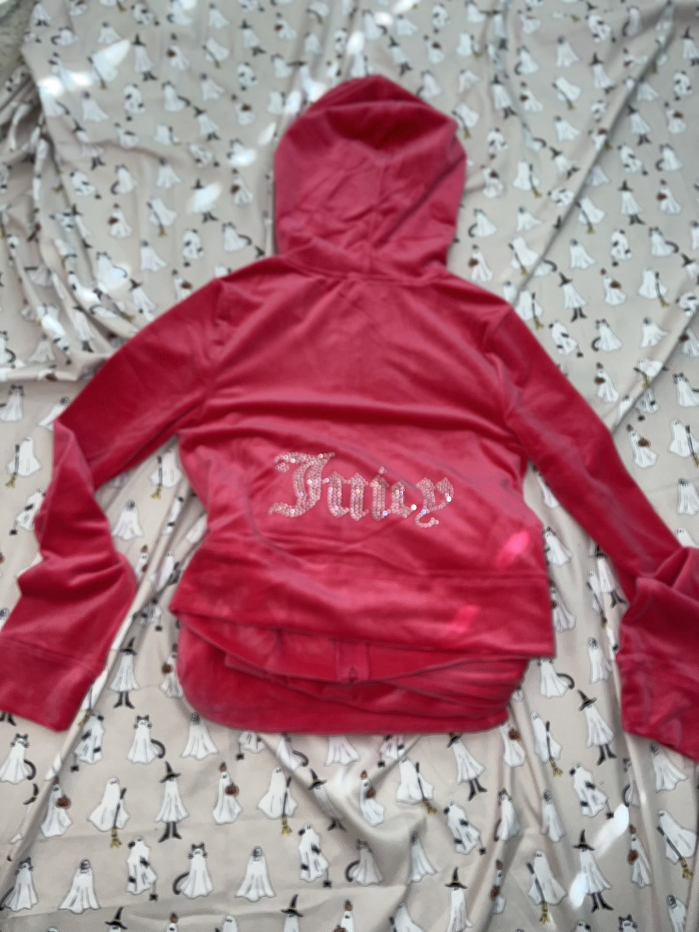 Size S Juicy Couture Velour Bling Tracksuit set sweatpants hoodie small